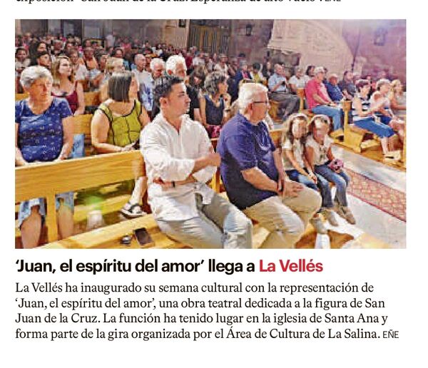 "Juan, el espíritu del amor" llega a La Vellés.